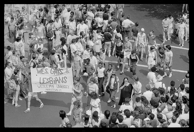 Wes. Gays and Lesbians, Wesleyan University, Middletown, CT, during a gay rights march